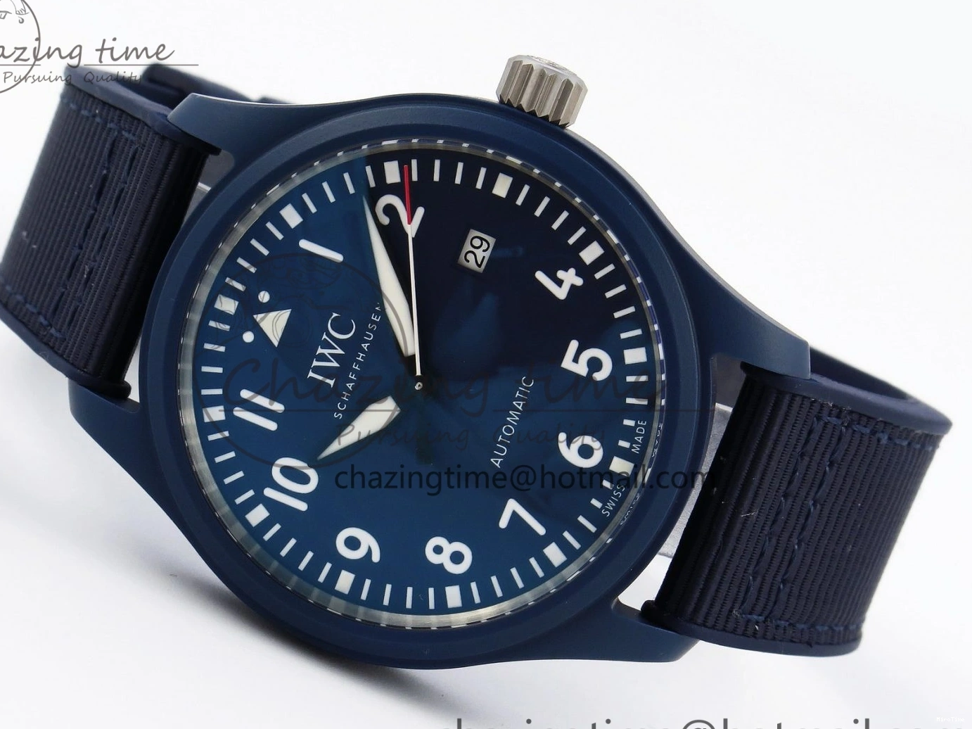 MIROTIME 0418 Original Pilot’s Watch Laureus Blue Ceramic IW328101 ZF 1:1 Best Edition on Blue Nylon Strap A 7027